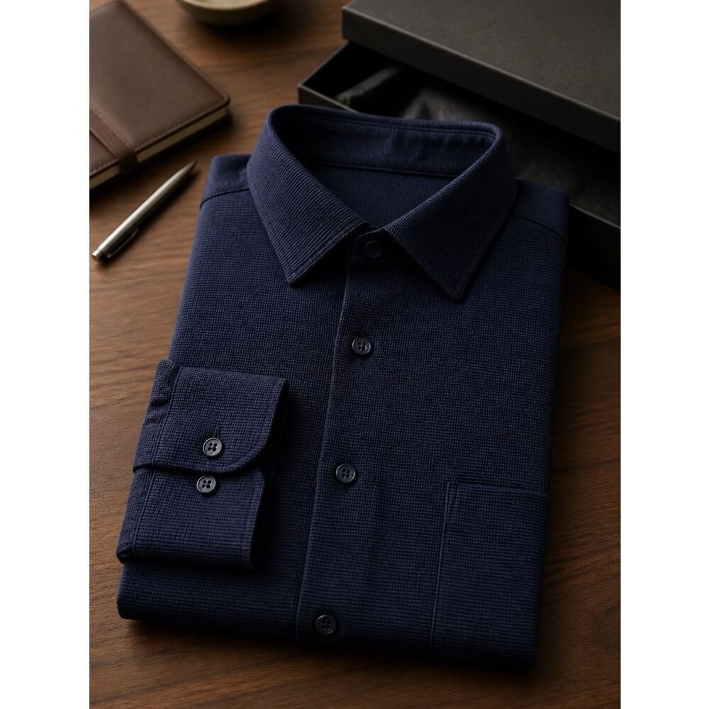 Black Houndstooth Long Sleeve Men's Shirt